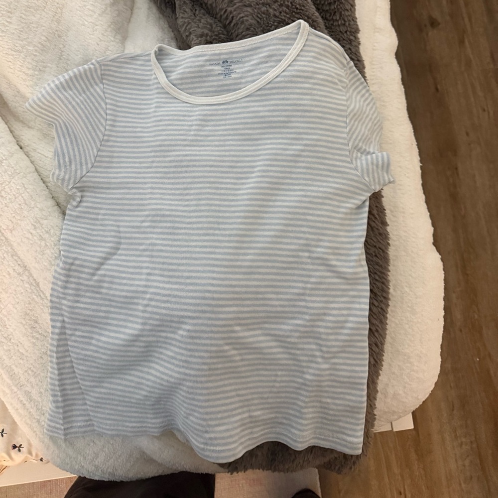 Brandy Melville Light Blue and White Striped Top